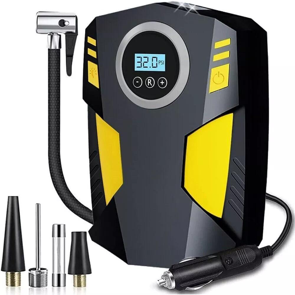 1PC Portable Digital Tire Inflator, Smart Air Compressor with Auto Stop Function, LED Lighting & Multi Nozzles Design, Fast Inflation Handheld Air Pump, Multifunctional Emergency Inflation Tool for Vehicle, Motorcycle, Bike, Sports Ball and Inflatable Ite