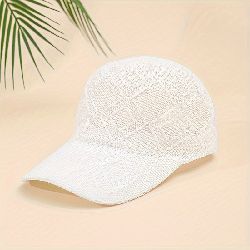 1pc Large Block Baseball Cap, Summer Unisex Versatile Hat, Hollow-Out Breathable Mesh Snapback Cap