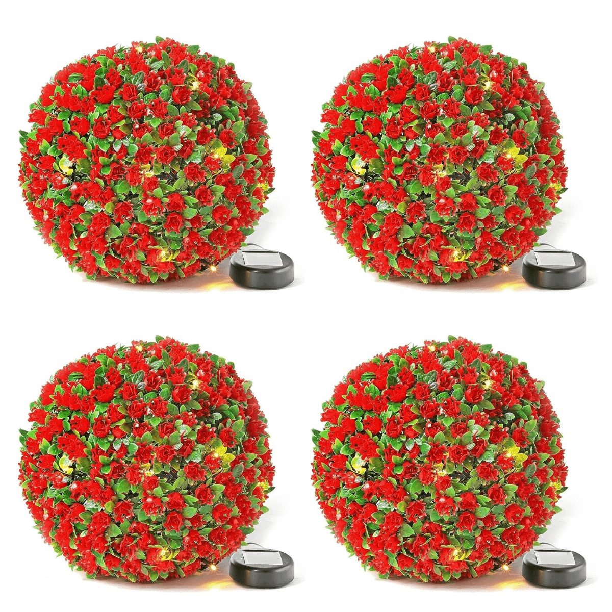 Solalite® 1Pack/4Pack Solar Topiary Balls – 28cm Round Artificial Ball Plants Outdoor with 20 Solar Led Lights, Garden Hanging Balls Sphere Decorative For Wedding, Christmas, Backyard, Balcony, Garden Decor