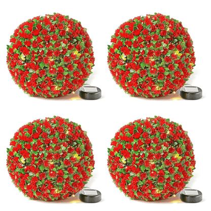 Solalite® 1Pack/4Pack Solar Topiary Balls – 28cm Round Artificial Ball Plants Outdoor with 20 Solar Led Lights, Garden Hanging Balls Sphere Decorative For Wedding, Christmas, Backyard, Balcony, Garden Decor
