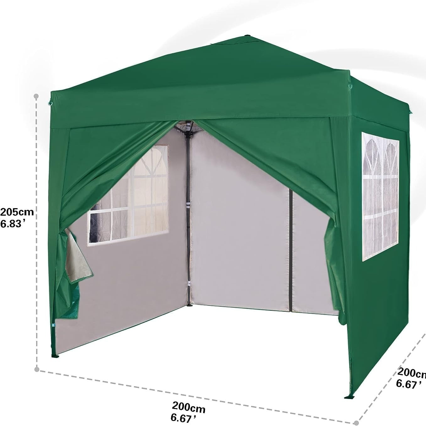 Pop-up Gazebo 2m x 2m With Sides Silver Protective Layer Waterproof Marquee Canopy