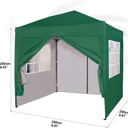 Pop-up Gazebo 2m x 2m With Sides Silver Protective Layer Waterproof Marquee Canopy