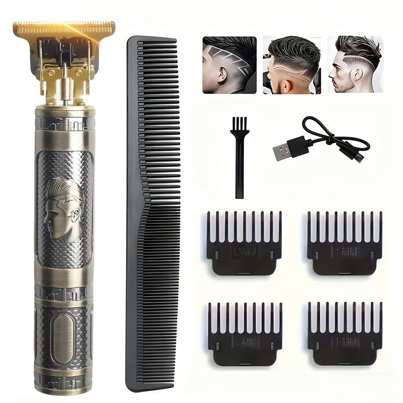 YAIAWISU Men' Electric Cordless Hair Clippers & Beard Trimmer with LCD Screen, USB Rechargeable Cordless T-Blade Shaver Suitable for Shaving, Tummy Trimming, Guide Comb System, USB- Grooming for and Travel