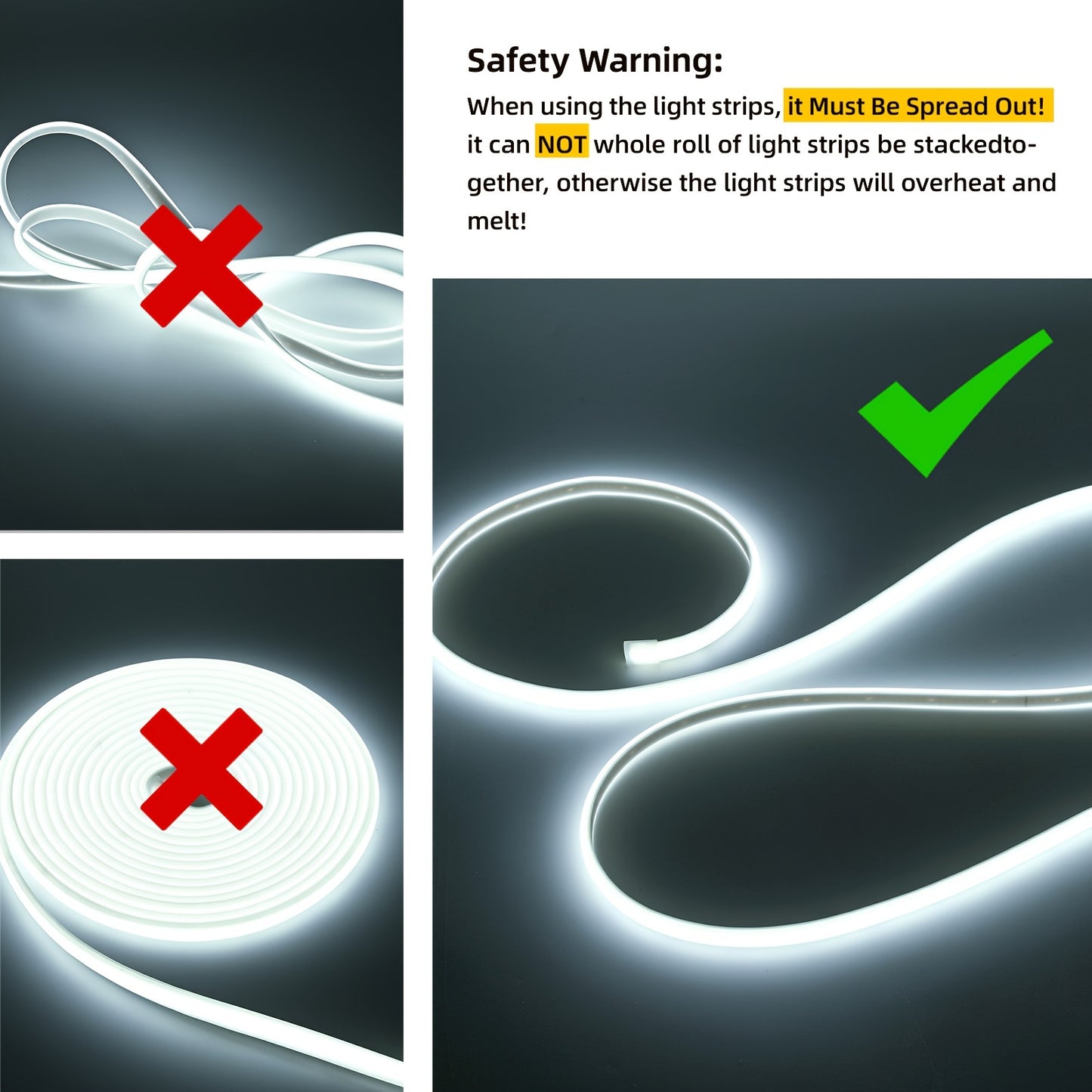 COB LED Strip Lights, 288leds/m Flexible Indoor Lighting Lamp, LED Ribbon Adhesive High Brightness, White Or Warm White for Kitchen, Garden, Home Room Decoration, IP65 with UK Power Plug And Switch