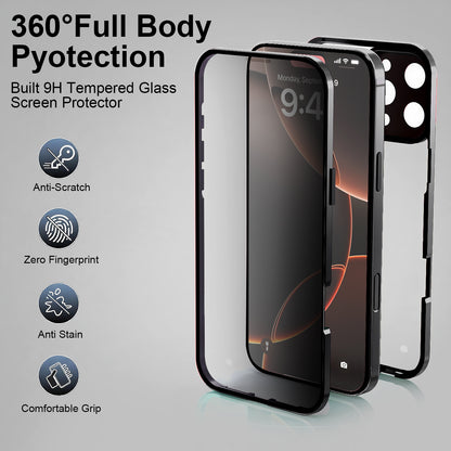 Phone Case - Case for Iphone 17 Promax Featuring a 360-Degree Privacy Screen Protector, Anti-Spy Tempered Glass, Magnetic Lock, And Metal Bumper