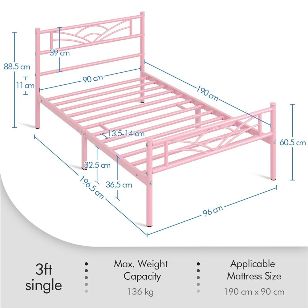 Metal Platform Bed Frame Single Double King – 363kg Heavy Duty, Anti-Slip Slats, Squeak-Free, No Box Spring Needed | 4 Colours | Free UK Delivery