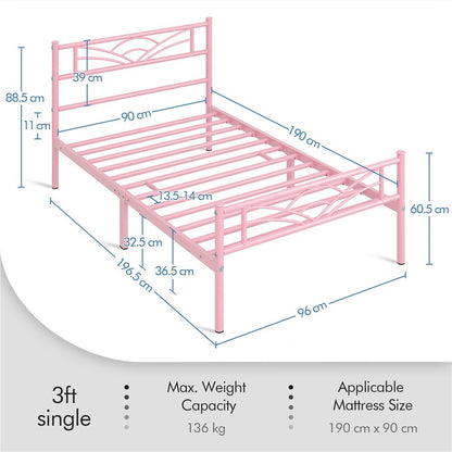 Metal Platform Bed Frame Single Double King – 363kg Heavy Duty, Anti-Slip Slats, Squeak-Free, No Box Spring Needed | 4 Colours | Free UK Delivery
