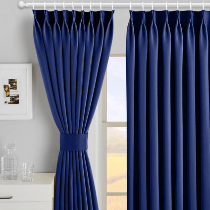 2pcs Premium Blackout Pencil Pleat Curtains – Heavy Duty Thermal Insulated Window Drapes with Matching Ties, Noise Reducing, Energy Saving & UV Blocking, Perfect for Bedroom & Living Room
