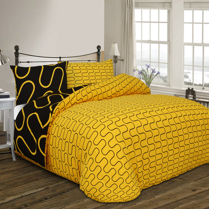 3-Piece Wave Print Duvet Cover Set – Soft, Breathable Microfiber Bedding for All-Season Comfort, Reversible Design with Button Closure for Bedroom or Guest Room