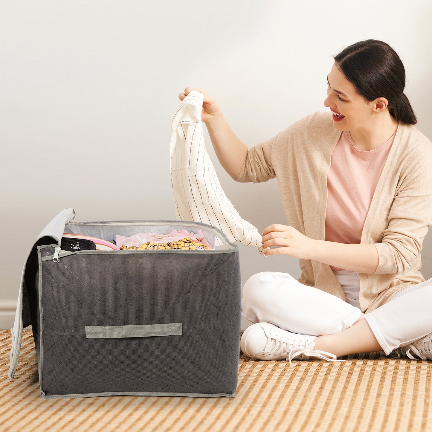 Vinsani 3pcs Deluxe Clothes Storage Bags Organizer Large Capacity Double Zipper, Moisture-Proof Big Clear Windows Perfect Space for Clothes, Beddings, Blankets and Duvet