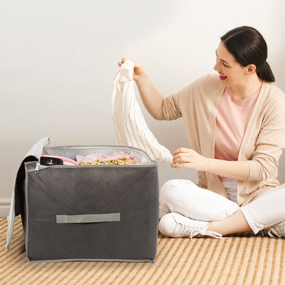 Vinsani 3pcs Deluxe Clothes Storage Bags Organizer Large Capacity Double Zipper, Moisture-Proof Big Clear Windows Perfect Space for Clothes, Beddings, Blankets and Duvet