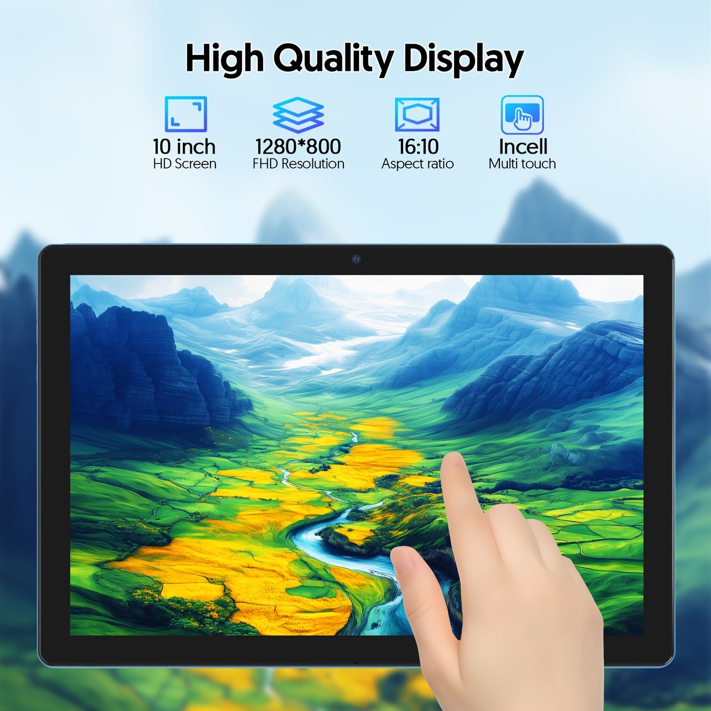 10-inch Android 15 Tablet, 12GB (3GB + 9GB) RAM, 64GB ROM, Supports Up to 1TB Memory Expansion, 6000mAh Battery, 1280×800 IPS HD Touchscreen, 2MP + 8MP Dual Cameras, 5G Wi-Fi, Tablet (Black). Optional Christmas Gift Accessories: Tablet with Leather