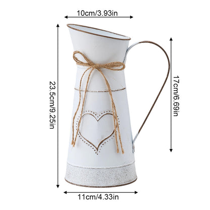 Rustic Metal Pitcher Vase with Heart Cut-Out Detail - feature detail 3