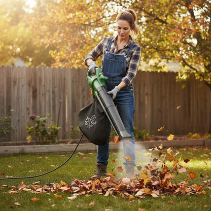 3300W Corded 3-in-1 Leaf Blower Vacuum Mulcher with 45L Bag, 12m Cable & Wheels for Garden Yard Patio