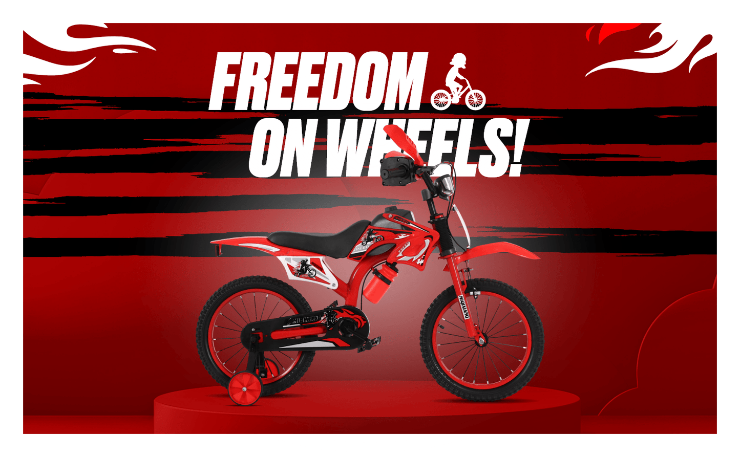 Touch of Venetian 12" / 16" Boys Motorcross Bike with Stabilisers Black Red Green Blue Moto Wheels Kids Bicycle for Ages 2-9 Years Old Motorcycle Sound Motorcross