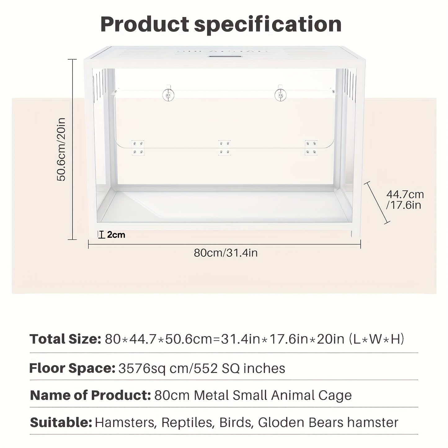BUCATSTATE Metal Hamster Cage 2.0, Large Stackable Small Animal Habitat with Deep Burrow, Easy Assembly, for Dwarf and Syrian Hamsters Guinea Pigs Gerbils Reptiles, 65/80/100Cm, Free Random Color 20L Paper Bedding