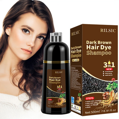 Hair Dye Shampoo For Grey Hair, 500ML Herbal Natural Hair Dye 3 In 1, Instant Hair Colour Shampoo, Hair Shampoo, Hair Dye Hair Color Shampoo Coloring In Minutes For Women Men