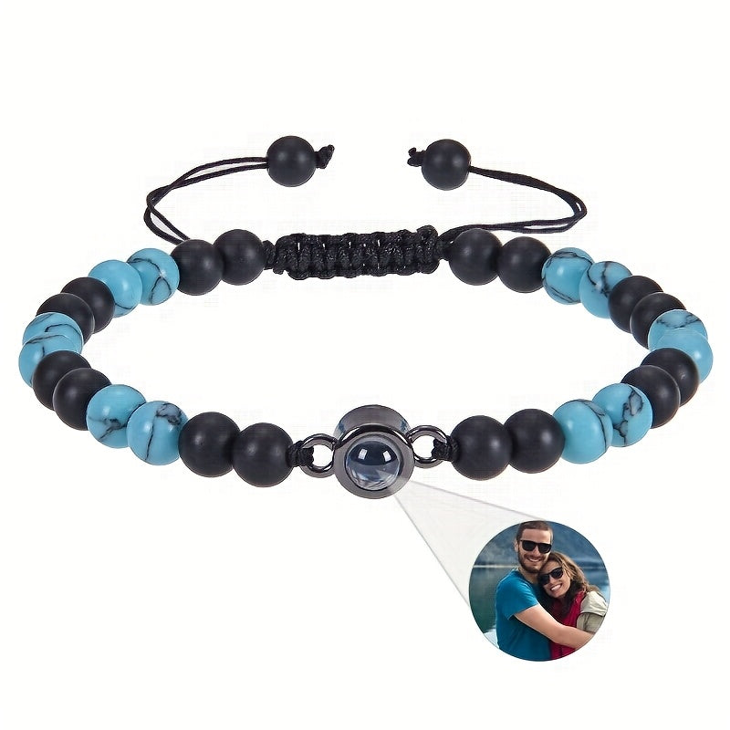 Customized Personalized Frosted Stone Photo Projection Bracelet, Customized Photo Projection Bracelet Festival Gifts