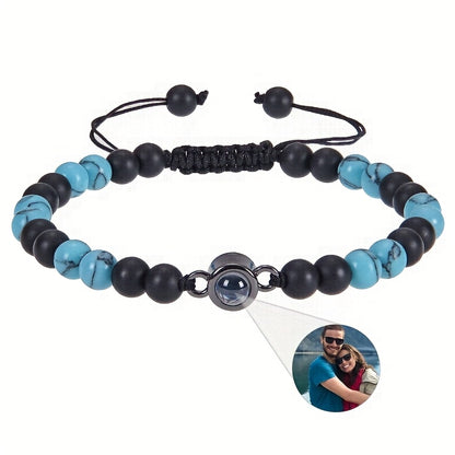 Customized Personalized Frosted Stone Photo Projection Bracelet, Customized Photo Projection Bracelet Festival Gifts
