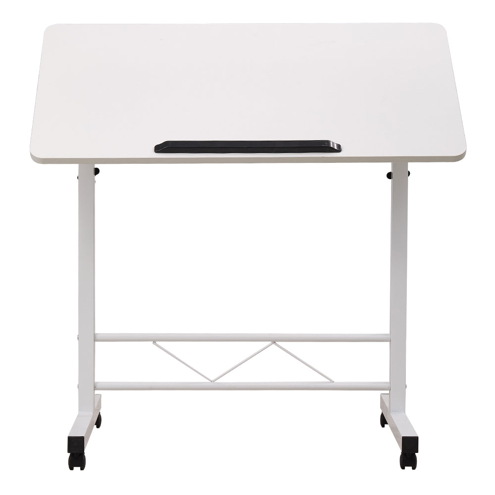 1pc Lifting Laptop Desk with Wheels, Foldable Desk, Minimalist Bedside Table, Sofa Side Table, Movable, Metal Bracket, Sturdy and Durable, White, 40*60*60-89cm