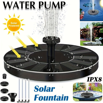 1.4W Solar Bird Bath Fountain Pump with Nozzles & Fixing Bars, IPX8 Free Standing Floating Solar Powered Garden Water Feature Aquarium Pump for Bird Bath, Pond, Pool, Outdoor Garden Home Decor