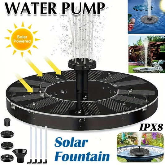 1.4W Solar Bird Bath Fountain Pump with Nozzles & Fixing Bars, IPX8 Free Standing Floating Solar Powered Garden Water Feature Aquarium Pump for Bird Bath, Pond, Pool, Outdoor Garden Home Decor