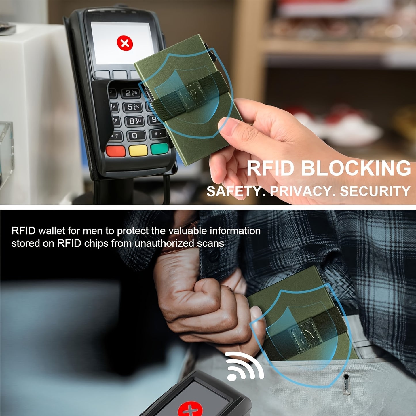 Compact Card Holder Designed for 12 Cards, Featuring RFID Protection And a Metal Construction. This Small Anti-Theft Case Includes a Sliding Ejector Button for Easy Access to Your Bank And Credit Cards, Made from Aluminum