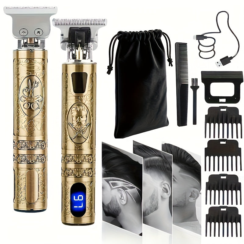 1/2pcs - Professional Cordless Men's Electric Shaver, Hair Clipper, Beard Trimmer, Set - USB Rechargeable, Precision Cutting, Durable Lithium Battery, Hair/beard Trimmer Set with Accessory Limit Comb, Suitable for All Styling Needs