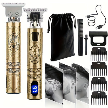 1/2pcs - Professional Cordless Men's Electric Shaver, Hair Clipper, Beard Trimmer, Set - USB Rechargeable, Precision Cutting, Durable Lithium Battery, Hair/beard Trimmer Set with Accessory Limit Comb, Suitable for All Styling Needs