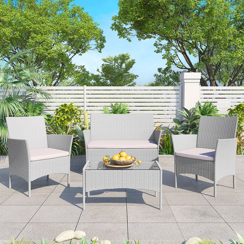 GartistGo Rattan Chair, Set of 4 Rattan Chairs for Indoor and Outdoor Use