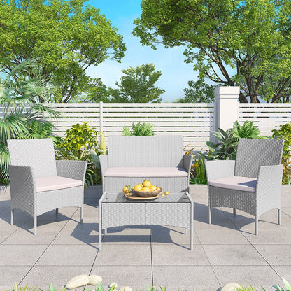 GartistGo Rattan Chair, Set of 4 Rattan Chairs for Indoor and Outdoor Use