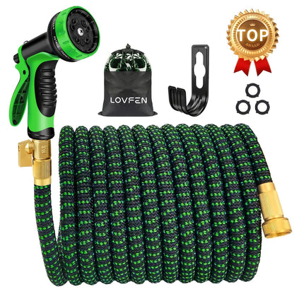 25/50/75/100/150ft Heavy-Duty Garden Hose, Non Expandable, with 1/2" Solid Brass Fittings, Leakproof Design, Durable Rubber Material, US Standard Threads - Perfect for Gardening, Cleaning, Forestry