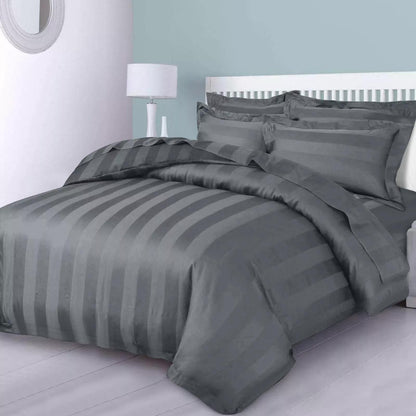 3pcs Microfiber Duvet Cover Set, Satin Striped Bedding Set, Soft Comfortable Duvet Cover, For Bedroom, Guest Room (1 Duvet Cover + 2*Pillowcase) – Single, Double, King, Super King Sizes