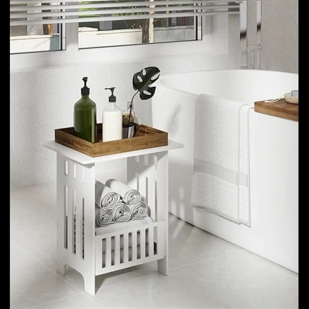 Small Side Table Side End Coffee Table Beside lamp Stand Nightstand Storage Shelf for Living Room Bedroom Bathroom Office Hallway White