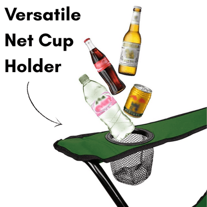 1pc Portable Fishing Chair Foldable Outdoor Chairs Camp Seat with Carrier Bag & Net Mesh Cup Holder, Lightweight Easy Clean Seating for Beach, Camping, Hiking, Parties, Barbecue, Garden, 85x50cm Green 1 Pack