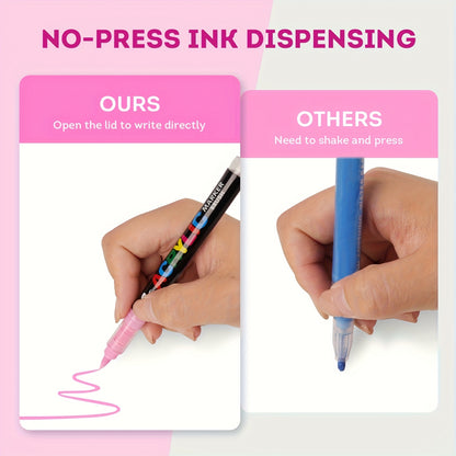 Acrylic Brush Markers Set | 24, 36 & 48 Colours | Fast-Drying Fade-Resistant Paint Pens for Canvas, Rock Painting, Wood & Card Making | Ergonomic Triangular Barrel Art Markers