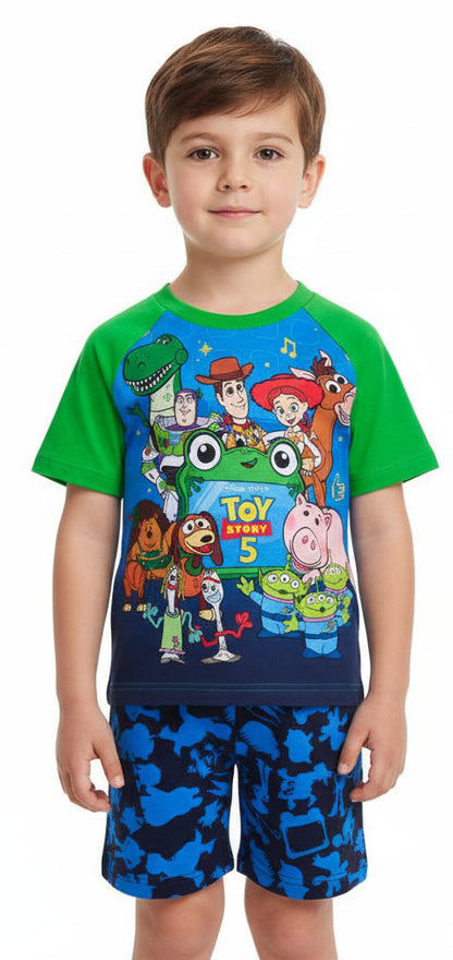 Disney Toy Story Boys Pyjamas, Kids Short Summer PJs Set, Buzz Lightyear Woody Rex Toy Story Nightwear Toddler Pyjama Set Ages 18 Months to 7 Years