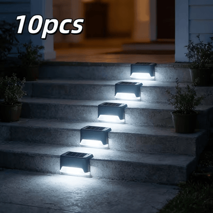 10pcs Set of Solar Outdoor Garden Lights, Home Garden Layout Staircase Deck Lights, Hallway Wall Lights, Railing Decorative Lights, Holiday Decorative Atmosphere Lights, IP44