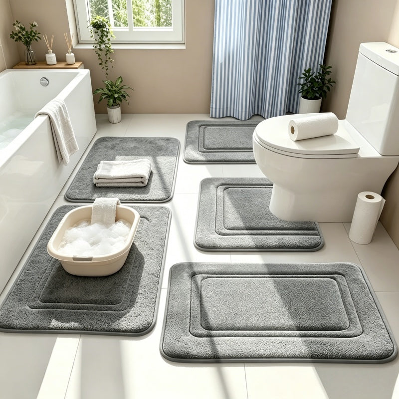 14pcshigh-End Bathroom Mat, 4pcs Premium Mat+Set of 10 Disposable Toilet Seat Cushions - Quick Drying Memory Sponge, Machine Washable, Thick Anti Slip Carpet, Suitable for Shower Rooms, Kitchens, Laundry Rooms - Soft And Comfortable Home Decoration