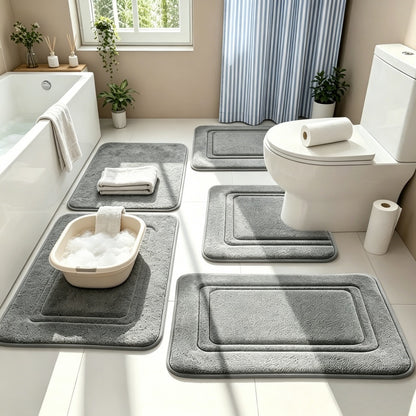 14pcshigh-End Bathroom Mat, 4pcs Premium Mat+Set of 10 Disposable Toilet Seat Cushions - Quick Drying Memory Sponge, Machine Washable, Thick Anti Slip Carpet, Suitable for Shower Rooms, Kitchens, Laundry Rooms - Soft And Comfortable Home Decoration