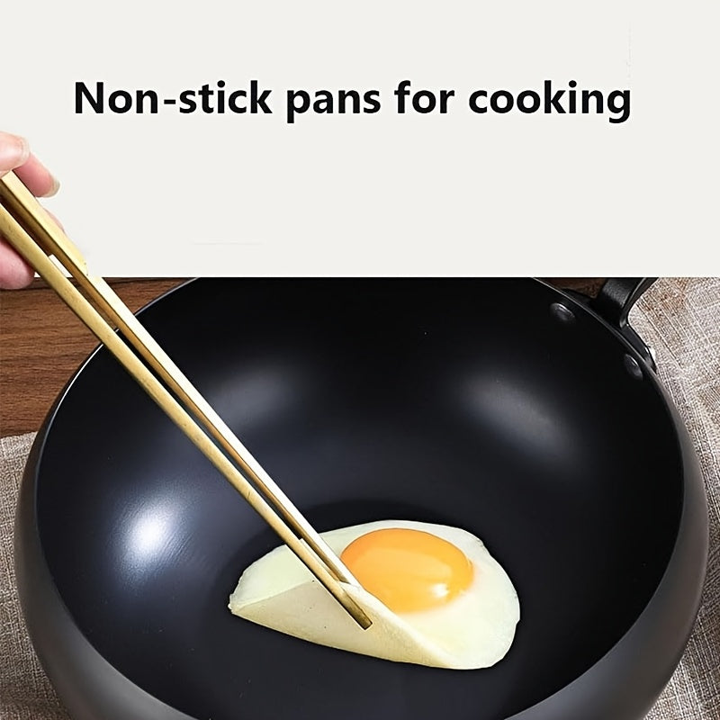 Professional Handmade Cast Iron Dutch Wok - Uncoated, Wooden Lid, Multi-Purpose Wok, Frying Pan Stock Pot Anti-Splatter Oven & All Stove Compatible Durable, Even Heating for Healthy