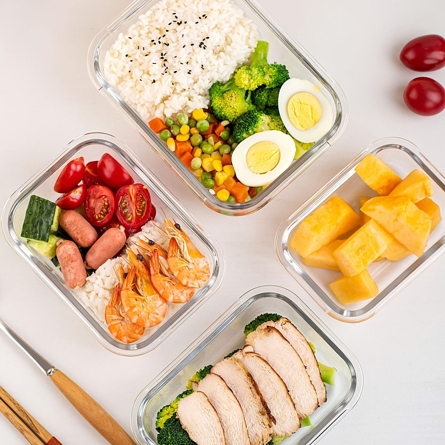 10pcs Glass Food Storage Container with Lid, Meal Preparation Container with Snap Lid, Sealed Lunch Box, High Borosilicate, Suitable for Home And Restaurant Use