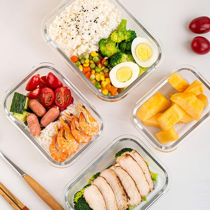 10pcs Glass Food Storage Container with Lid, Meal Preparation Container with Snap Lid, Sealed Lunch Box, High Borosilicate, Suitable for Home And Restaurant Use