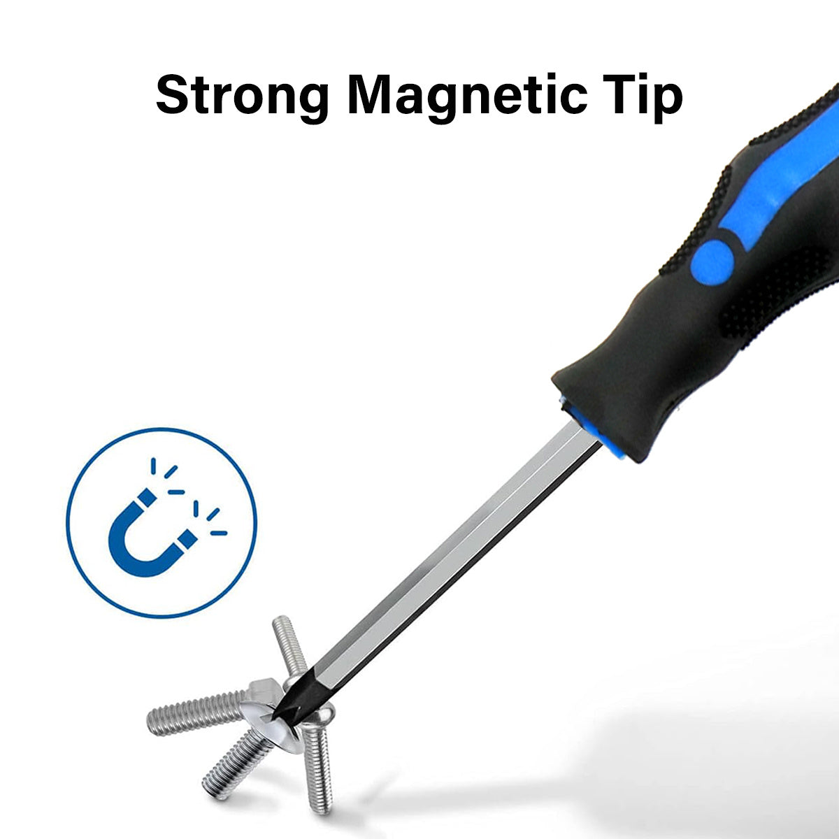 12pcs Magnetic Screwdriver Set for Small Screws Slotted Cross & Flat Multi Kit, Heavy Duty Screwdriver Set Go-Thru Steel Blades, Professional Level Handle, for Mechanics, Construction, Carpentry