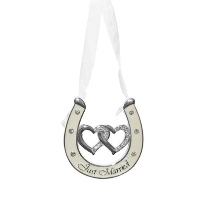 Wedding Ivory Coloured Double Heart Horseshoe with Diamantes