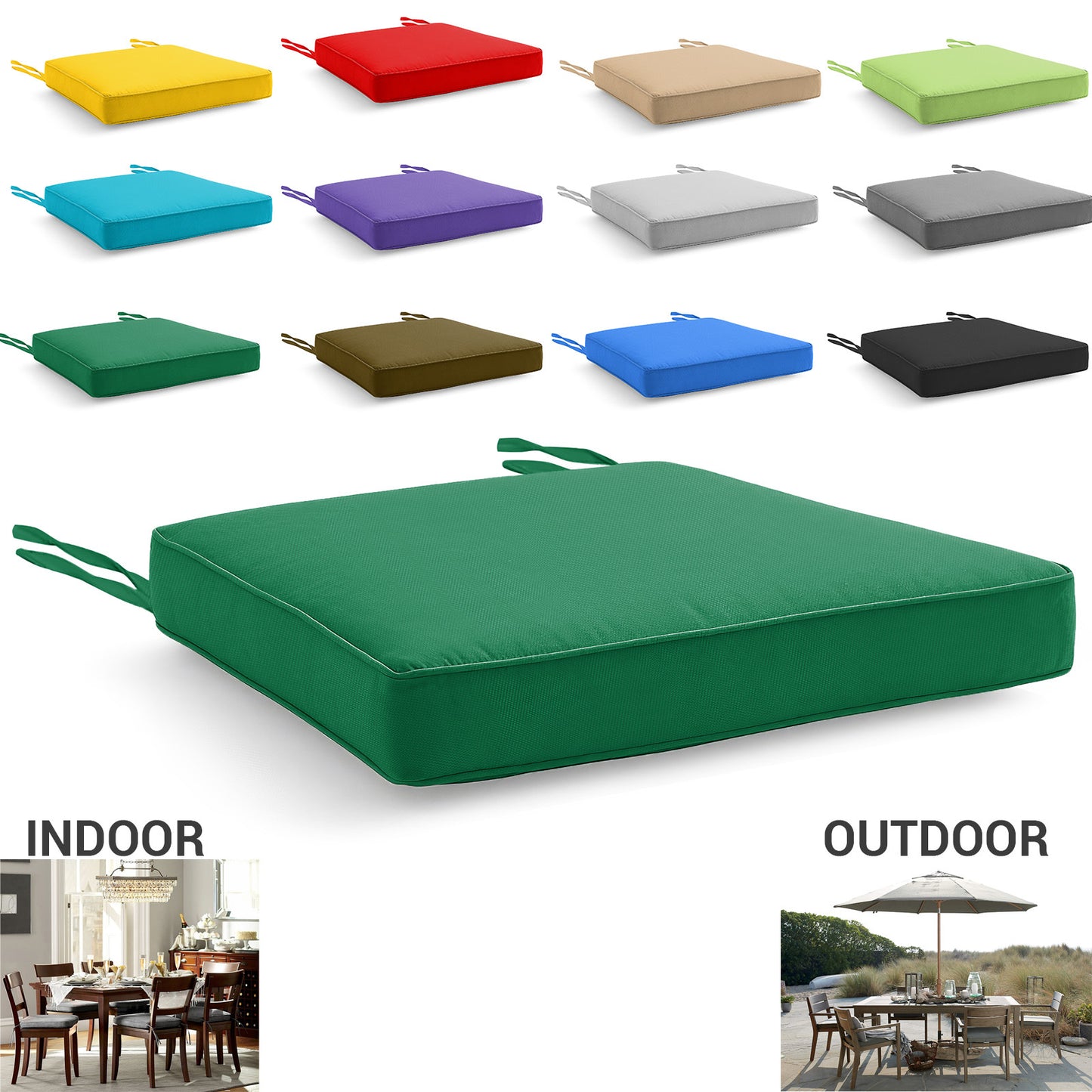Chair Cushions with Ties for Indoor & Outdoor Use – Comfortable Seat Pads for Dining Chairs, Garden, Patio, Balcony & Café Furniture – Durable Polyester Fabric, Soft Support & Easy Care Design