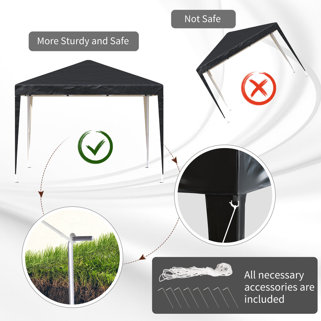 Pop Up Gazebo 3x3m Heavy Duty – Powder-Coated Steel Frame, Guy Ropes & Ground Stakes Included, Carrying Bag | Garden Party Tent & Marquee for BBQ, Wedding & Outdoor Events | White, Green or Grey