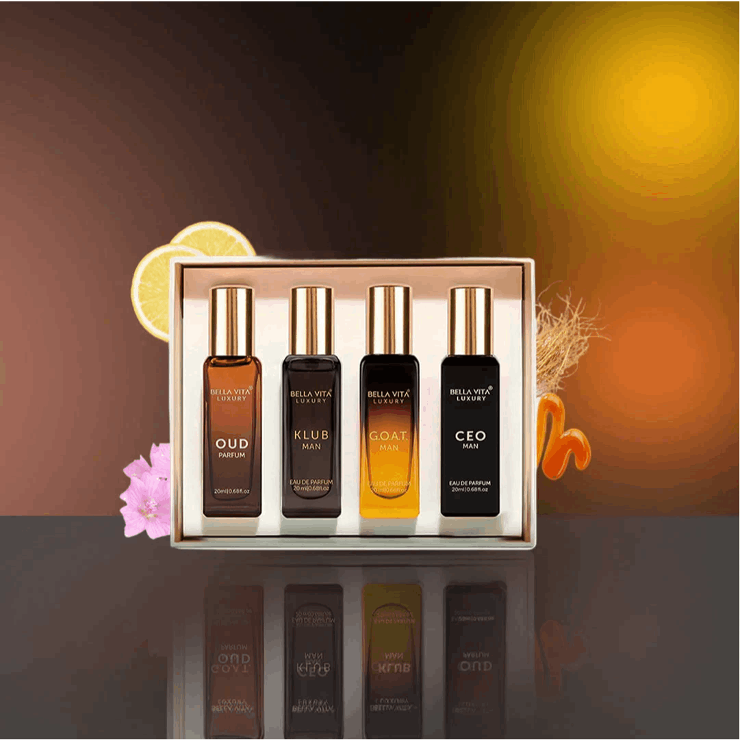 Bellavita Luxury Men's Perfume Gift Set (CEO, Klub, Oud, G.O.A.T), 4-Pack (20ml Each) EDP