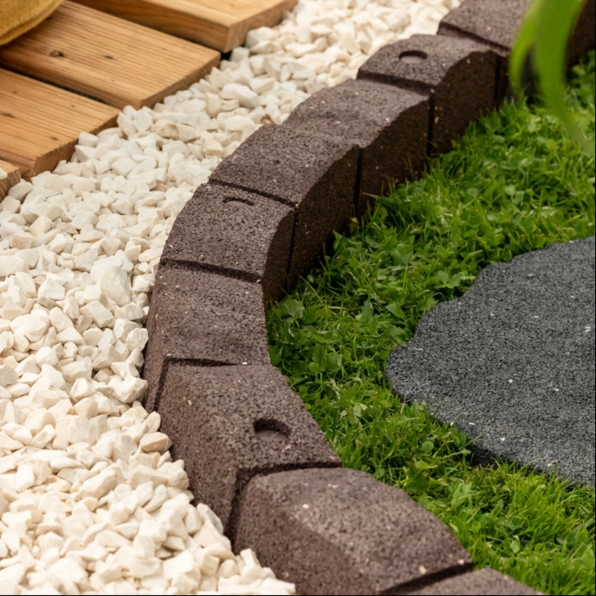 earth-tone Roman-style rubber garden edging section - view 11