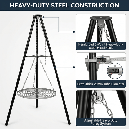 Tripod Outdoor Fire Pit BBQ Round Garden Patio Extra Large Barbecue Grill